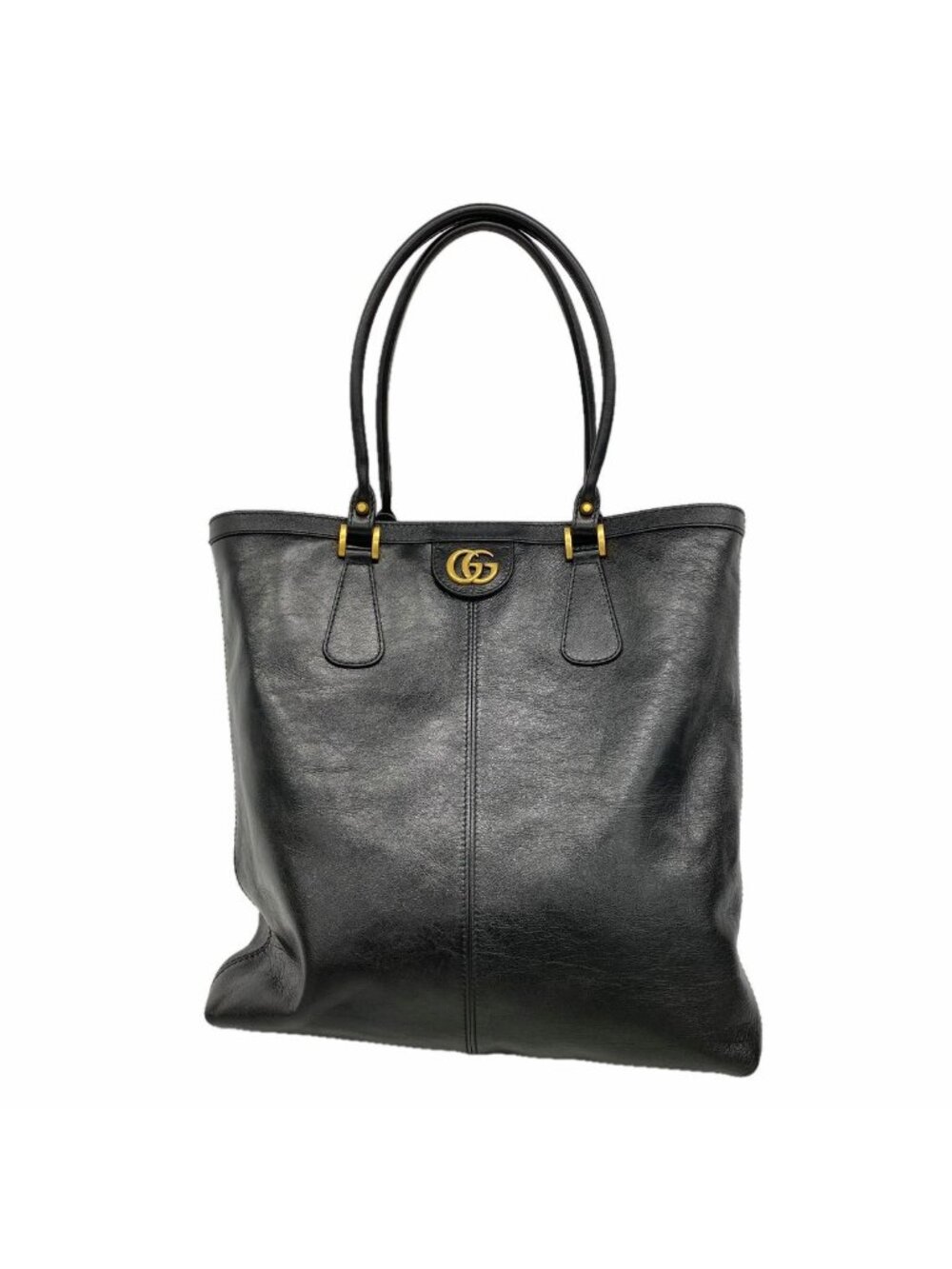 Gucci Tote Bag GG Marmont Leather Black Gold